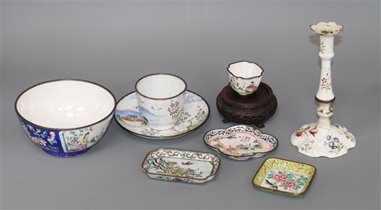 A quantity of Oriental enamel wares